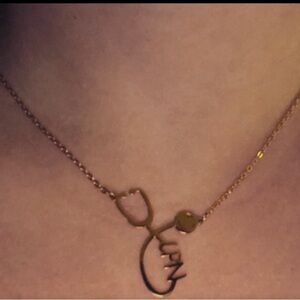 Heart LPN Script Necklace